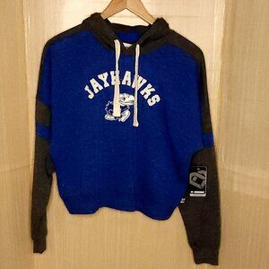 Colosseum New University Of Kansas Blue Grey Heathered Cropped Sweatshirt